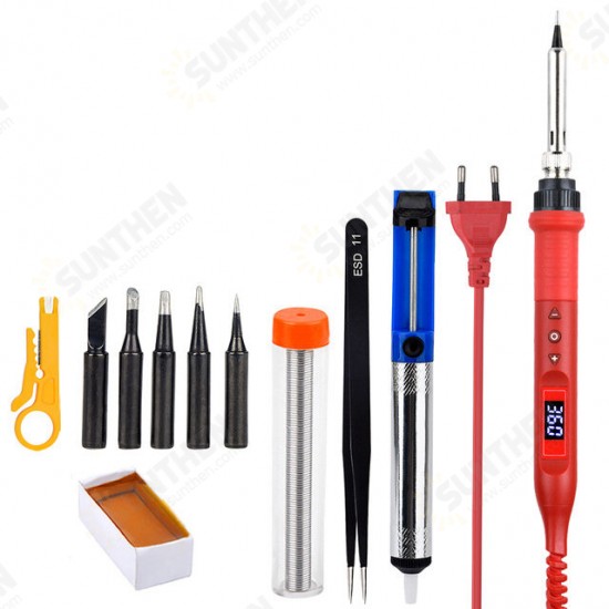 JCD 908U Electric Soldering Iron Tool Kits 100W 220V/110V LCD Lighting Soldeing Station Adjustable Temperature with Solder Tips Wire Sucker