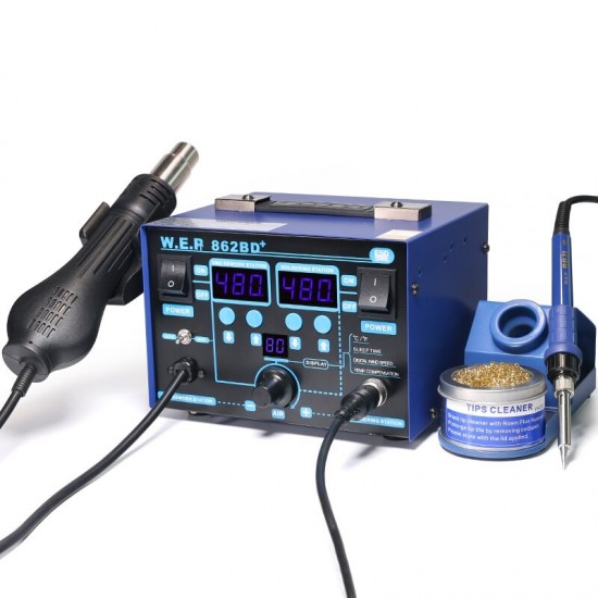 WEP 862BD+ Visible Adjustable Temperture Air Volume BGA Rework Station Hot Air Soldering Station SMD Rework Station with ESD