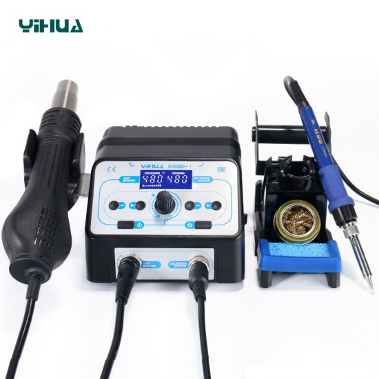 938BD+I 750W Soldering Iron Station Declined Display SMD Rework Station LCD Welding Station Hot Air Gun Soldering Station