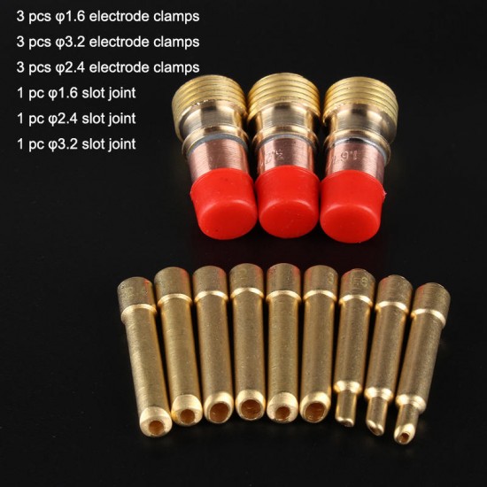 38Pcs TIG Welding Stubby Torch Ring Slot Joint Clamp Glass Cup for WP-17/18/26