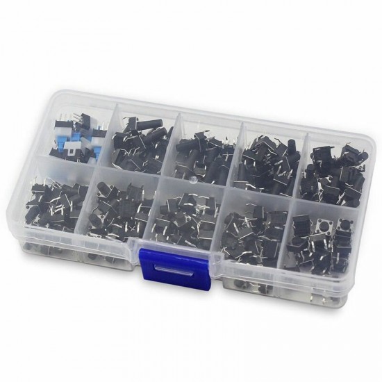 180pcs Key Switch 10 Kinds 6x6mm Tactile Push Button Switch micro-trigger Mini Momentary Tact Assortment Kit