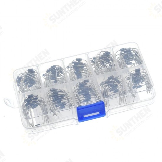 200Pcs 10 Values Rectifier Diode Assorted Kit 1N4001 1N4002 1N4003 1N4004 1N4005 1N4006 1N4007 1N5817 1N5818 1N5819 with Box