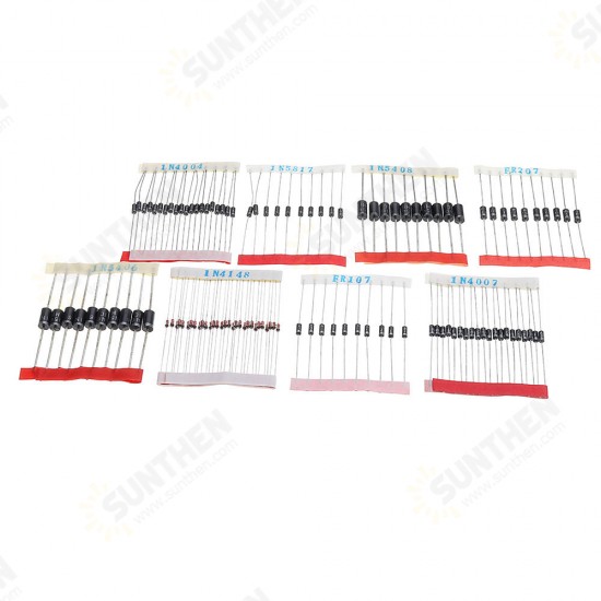 200pcs Fast Switching Schottky Diode Assorted Kit 1N4001 1N4004 1N4007 1N5408 UF4007 FR207 1N5817 1N5819 1N5822 1N4148 RL207