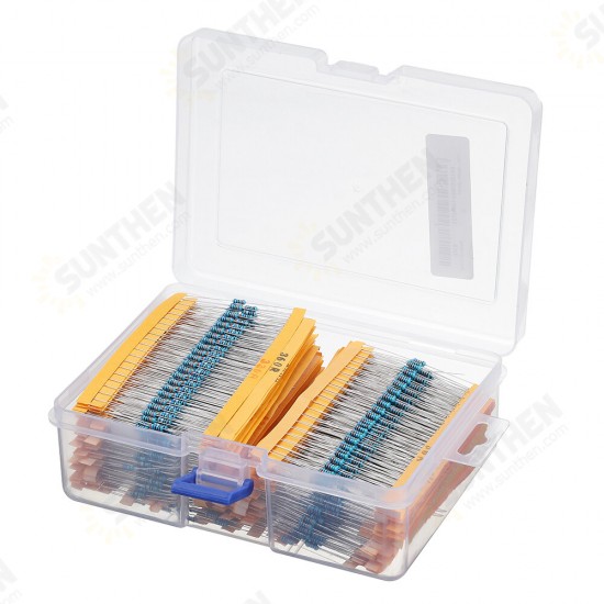 2600pcs 130 Values 1/4W 0.25W 1% Metal Film Resistors Assorted Pack Kit Set Lot Resistors Assortment Kits Fixed Resistor