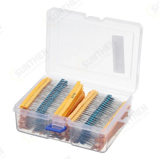 2600pcs 1/4W 1 Tolerance 130 Values Metal Film Resistors Assortment Kit Set 1R ohm-3M ohm for DIY Project Experiments