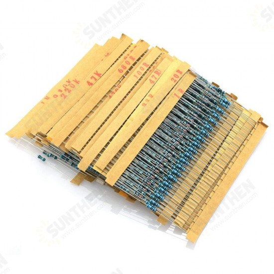 2600pcs 1/4W 1 Tolerance 130 Values Metal Film Resistors Assortment Kit Set 1R ohm-3M ohm for DIY Project Experiments