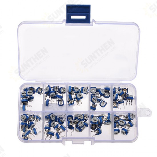 3 x 100pcs RM065 Horizontal Trimpot Potentiometer Assortment Kit With Storage Box