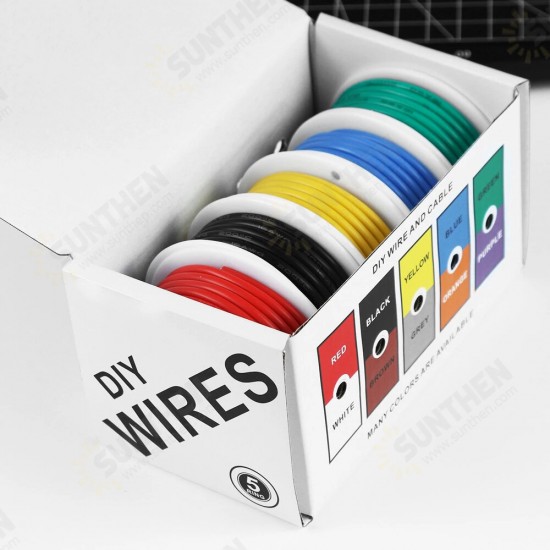 30AWG Flexible Silicone Wire and Cable 5 Colors in a Box Mixed Wire Tinned DIY High Quality Pure Copper Line