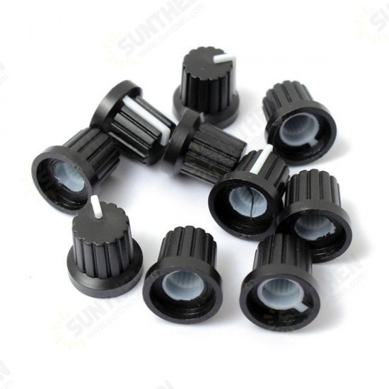 30pcs 6mm Shaft Hole Dia Plastic Threaded knurled Potentiometer Button Cap