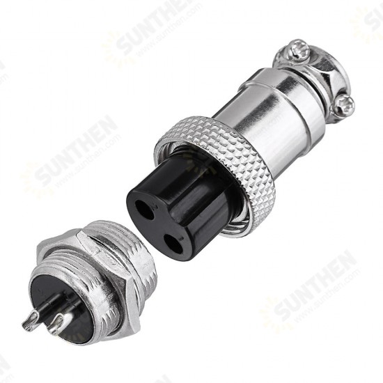 3pcs GX16-2 Pin Male And Female Diameter 16mm Wire Panel Connector GX16 Circular Aviation Connector Socket Plug