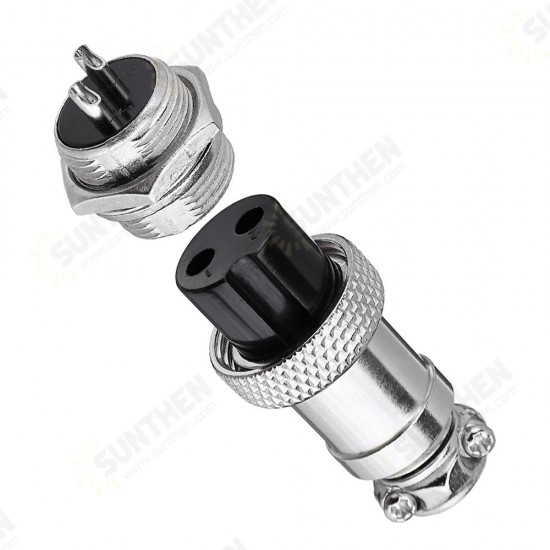 3pcs GX16-2 Pin Male And Female Diameter 16mm Wire Panel Connector GX16 Circular Aviation Connector Socket Plug