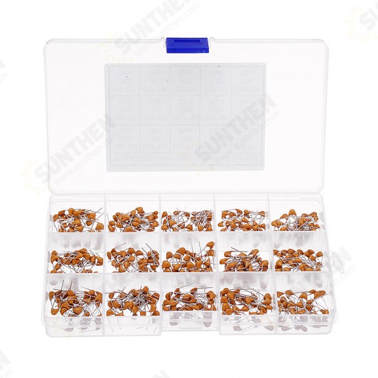 450pcs 15 Value Monolithic Capacitor Set 50v Multi-layer Assortment Box 10pf To 100nf Electronic Components Capacitor Kit