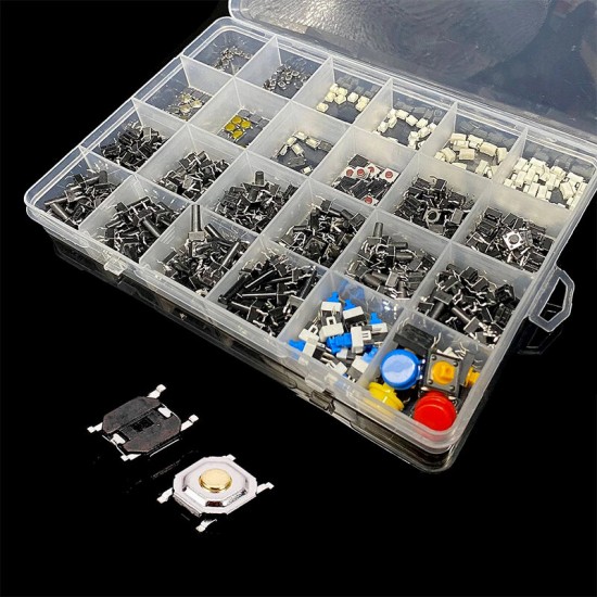 460PCS Tact Switch Push Button Switch Micro Switch For Car Remot/TV/Toys/Home Use Button Caps Kit