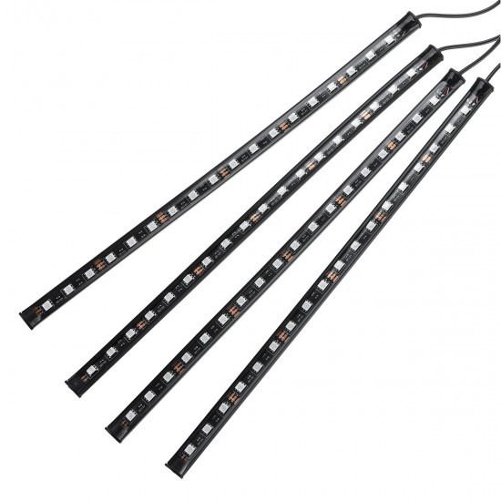 4PCS 9/12/15/18 LED DC12V 10W RGB Car Interior Strip Light USB Atmosphere