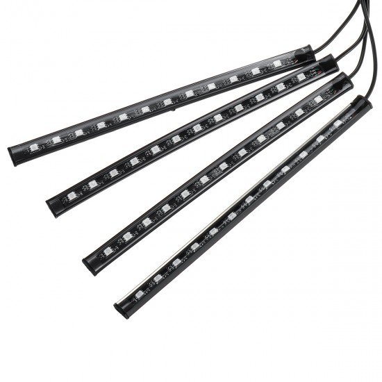 4PCS 9/12/15/18 LED DC12V 10W RGB Car Interior Strip Light USB Atmosphere