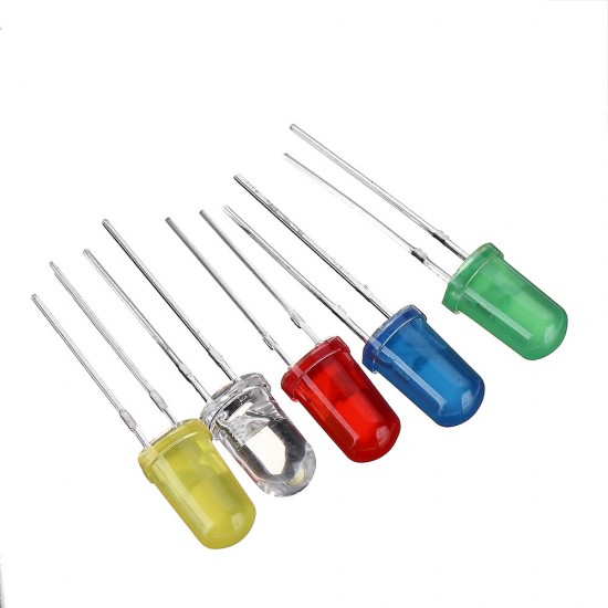 500pcs 5MM LED Diode Kit Mixed Color Red Green Yellow Blue White + BOX