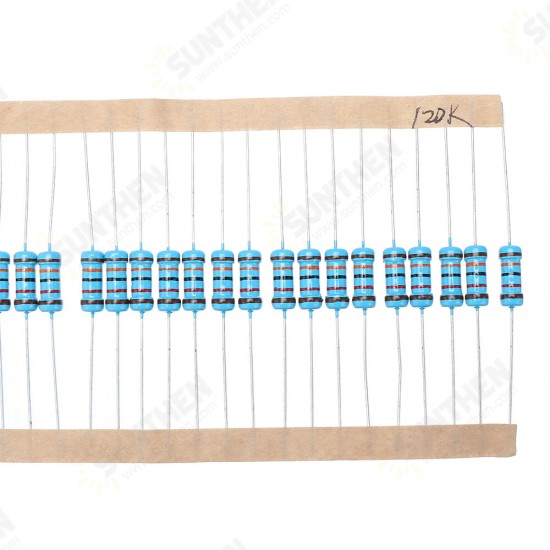 50pcs 1W 120KR Metal Film Resistor 1% 120K ohm Resistance