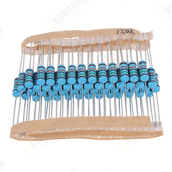 50pcs 1W 150KR Metal Film Resistor 1% 150K ohm Resistance