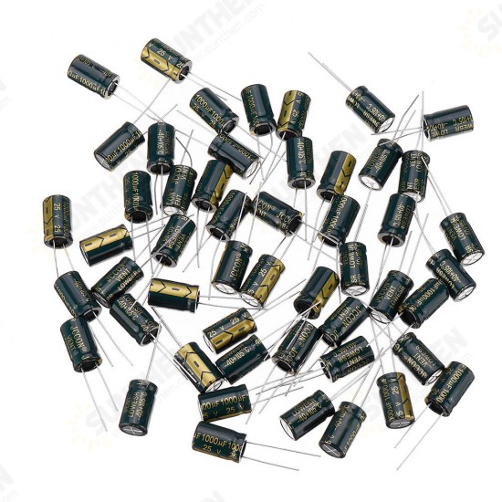 50pcs 25V 1000uf 10x16MM High Frequency Low ESR Radial Electrolytic Capacitor