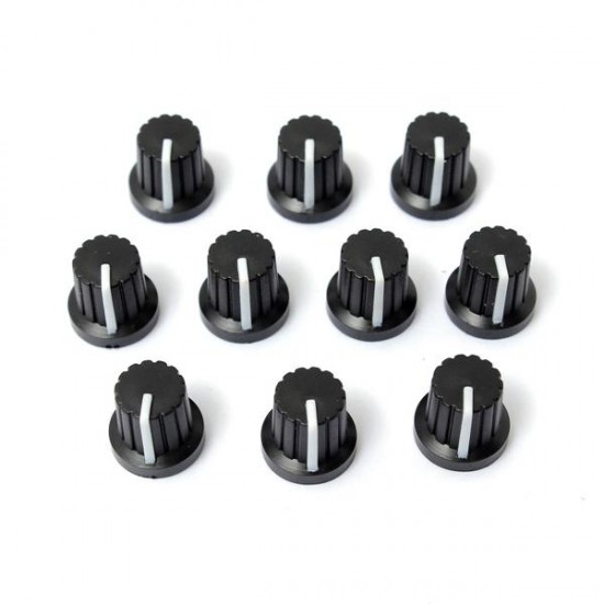 50pcs 6mm Shaft Hole Dia Plastic Threaded knurled Potentiometer Button Cap