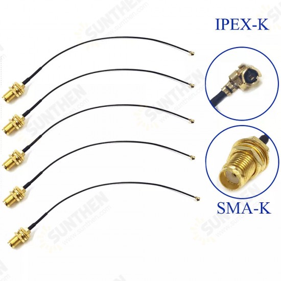 5Pcs SMA Connector Cable Female to uFL/u.FL/IPX/IPEX UFL to SMA Female RG1.13 Antenna RF1.13 Cable Assembly RP-SMA-K