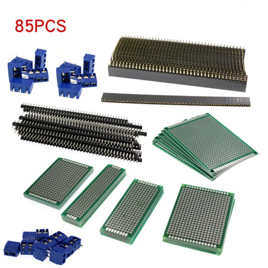 85PCS Double Panel Pin Header Connector Kit Breadboard+40p Single Row Pin+40P Single Row Female Head+2P PCB Connector +3P PCB Connector