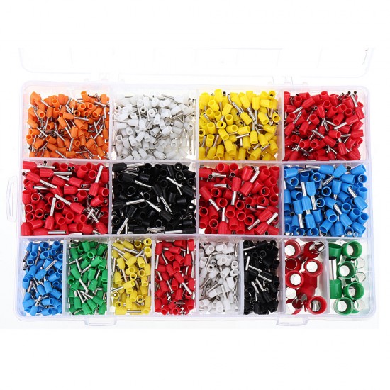 2120pcs Insulated Cord Pin End Terminals Tin-Plated Copper Crimp Connector Ferrules Kit Set For 22-5AWG