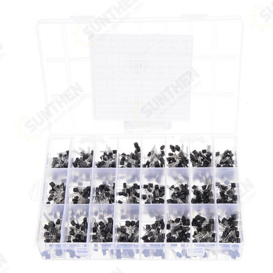 840pcs 24Values TO-92 Transistor Assortment Kit BC327 BC337 BC547 transistor 2N2222 3904 3906 C945 PNP/NPN Transistors Pack