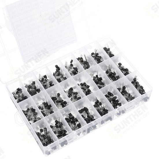 840pcs 24Values TO-92 Transistor Assortment Kit BC327 BC337 BC547 transistor 2N2222 3904 3906 C945 PNP/NPN Transistors Pack