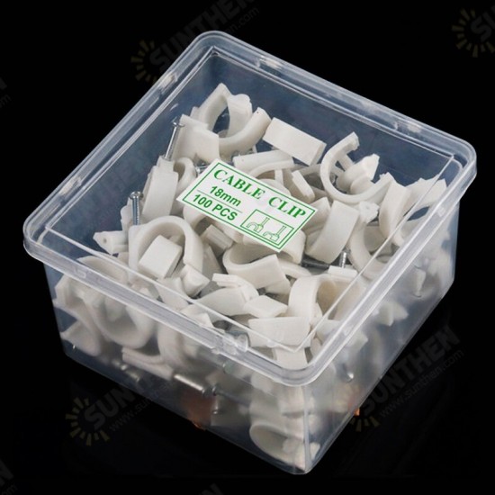 50/100Pcs 3.5-25mm Network Cable Nails Steel Nails Network Cable Trough Line Clips Sub-clamps with Plastic Box