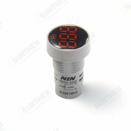 AD101-22Hz Circular Crystal Film Digital Display AC Hertz Meter Signal lamp LED Highlight Aperture 22mm AD16-22Hz