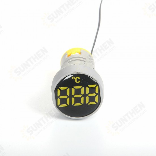 AD101-22TM Circular Crystal Film Digital Display Temperature Meter Signal lamp LED Highlight Aperture 22mm 0-200℃