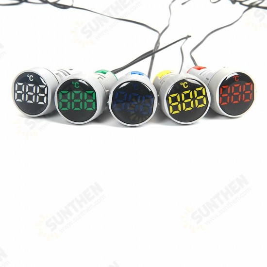 AD101-22TM Circular Crystal Film Digital Display Temperature Meter Signal lamp LED Highlight Aperture 22mm 0-200℃