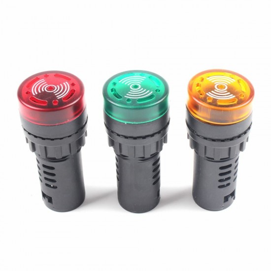 AD16-22SM 12V 24V 110V 220V 380V 22mm Flash Signal Light LED Active Buzzer Beep Alarm Indicator Red Green Yellow