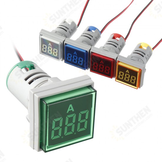 Square Ammeter Large Digital Tube Ammeter Indicator Light Ammeter