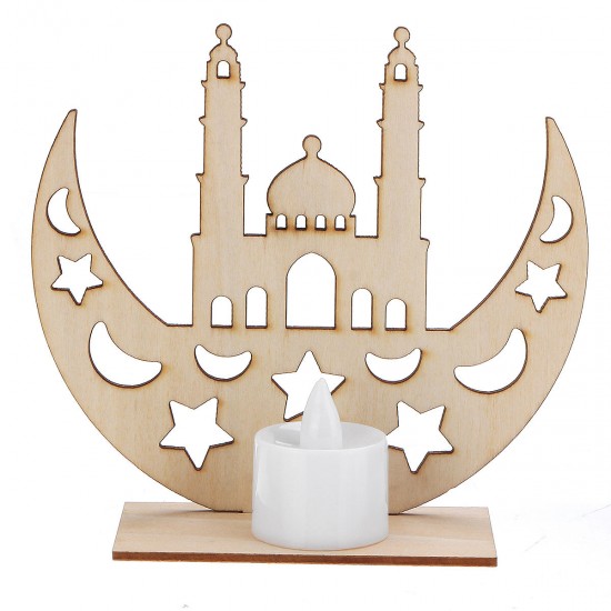 Wooden Lamp DIY Islamic Palace LED Decorations Desktop Gifts for Eid Mubarak