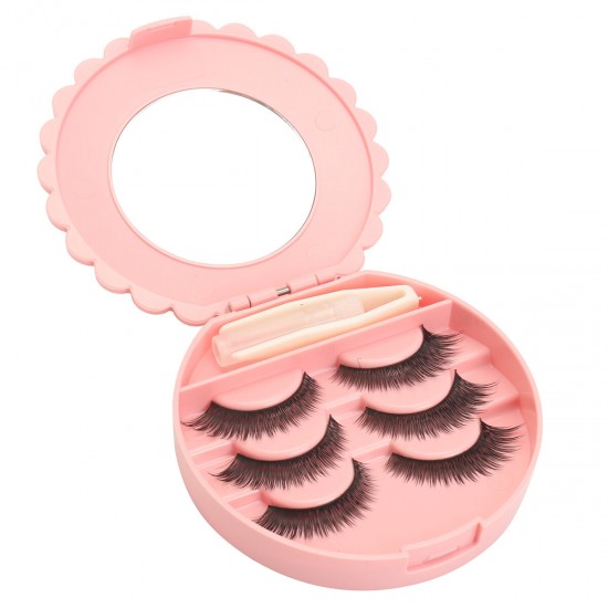 False Eyelash Set Fake Eyelashes Small Mirror Storage Box with Glue Tweezers