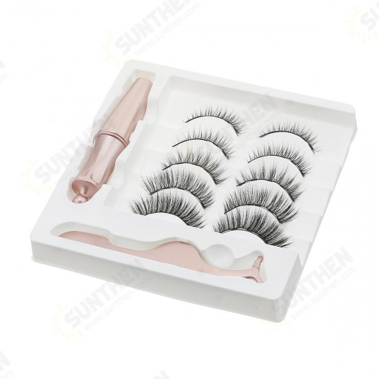 Magnetic Eyelashes 3D Mink Eyelash Magnet Eyeliner Mink Eyelash Waterproof Liquid Tweezers Set Long Lasting Eyelash