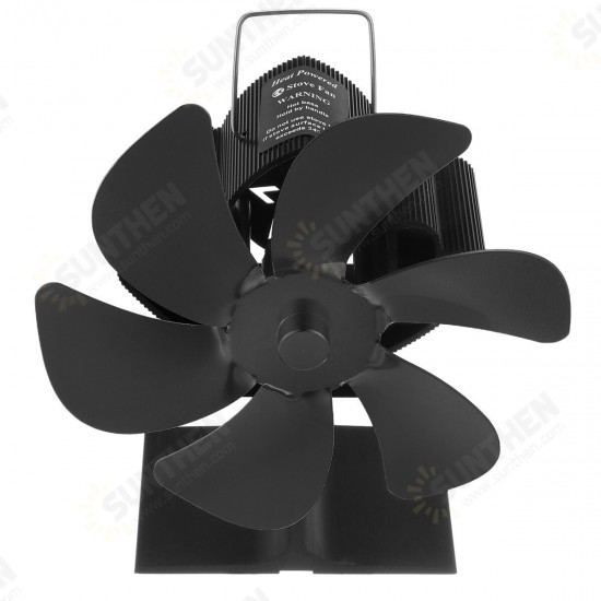 6 Blades Heat Powered Stove Fan Black Fireplace Log Wood Burner Eco-fan Quiet Home Fireplace Fan Efficient Heat Distribution