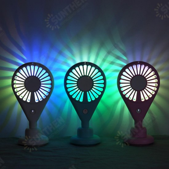 2.5W 5V 7 Blades Portable Mini USB Handheld Desktop Fan 2 Modes Cooling Wind Speed LED Light 800mAh Outdoor Travel