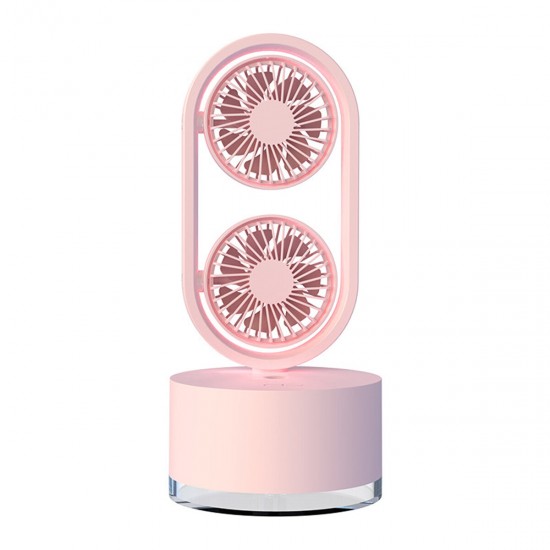 Mini Dual Head Fan 3 Speeds USB Rechargeable Air Condition Fan 400ml Water Tank Spray Humidification