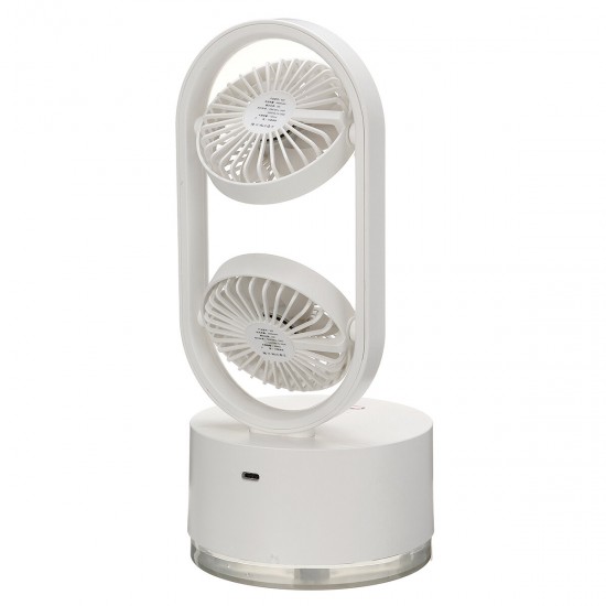 Mini Dual Head Fan 3 Speeds USB Rechargeable Air Condition Fan 400ml Water Tank Spray Humidification