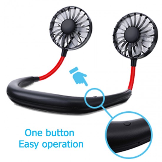 Portable Mini Fan Neckband Lazy Neck Hanging Style Cooling Air USB Rechargeable