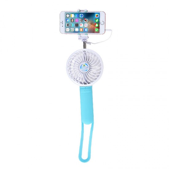 Portable Rechargeable Multifunctional Handheld Stretchable Selfie Stick Power Bank 3 Grades Adjustment Fan