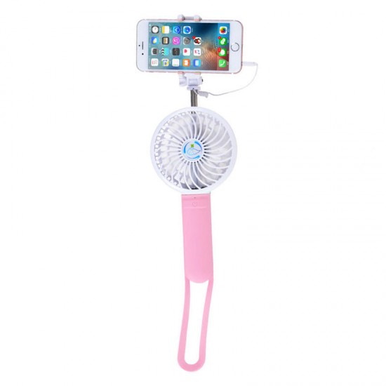 Portable Rechargeable Multifunctional Handheld Stretchable Selfie Stick Power Bank 3 Grades Adjustment Fan