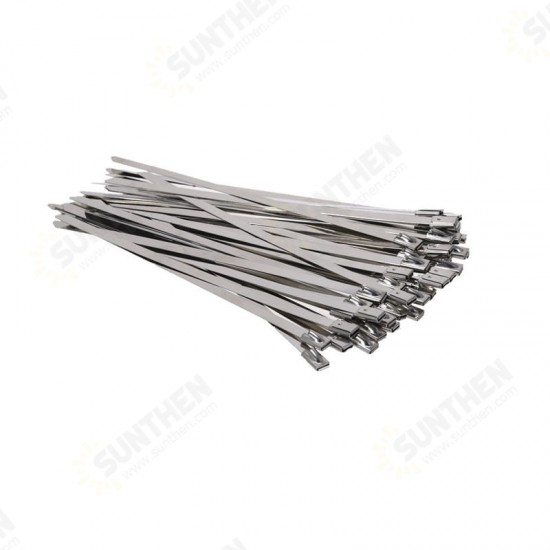 ZT10 100Pcs 200-400mm Stainless Steel Zip Tie Self Locking Cable Organizer Ties