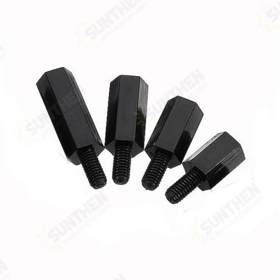 M3NH13 50pcs M3 Nylon Black Hex Screw PCB Standoff 6/8/10/12mm