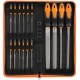 17pcs Needle File Set High Carbon Steel Metal File with Rubber Soft Handle Metalworking Woodworking Set Half-Round Flat File