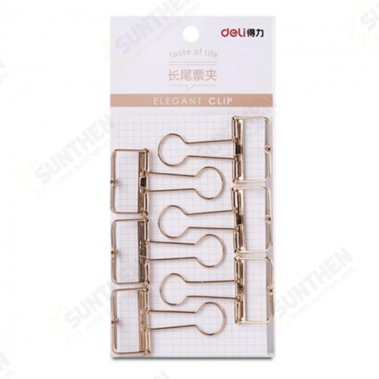 9415 6Pcs Binder Clip Rose Gold Elegant Metal Clip Paper Organizer File Folder for Office School Stationery