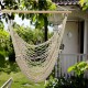 135 x 90CM Portable Outdoor Swing Cotton Hammock Chair Wooden Bar Hanging Rope Chair For Garden Patio Yard Porch